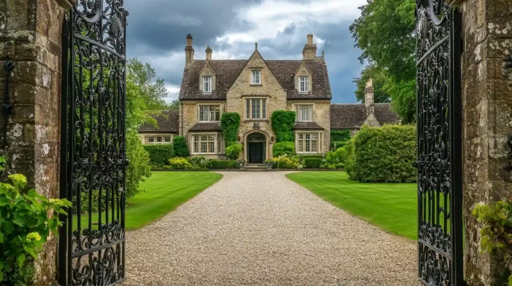 Private English country estate gates and gardens