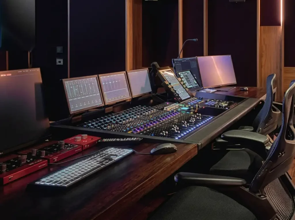 recording studio microphone album re-recording session