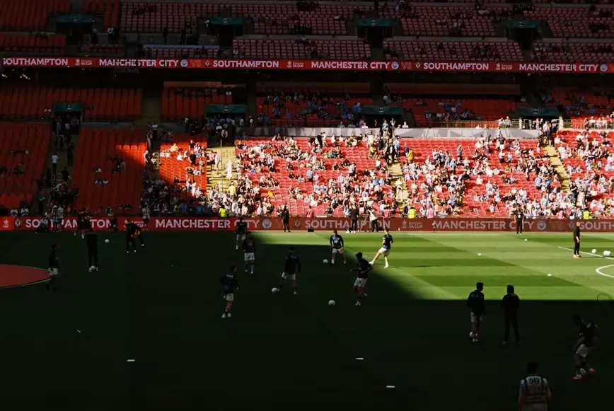 A tactical stadium pitch setting.