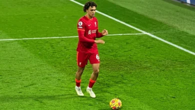 Trent Alexander-Arnold on the pitch during a European football match.